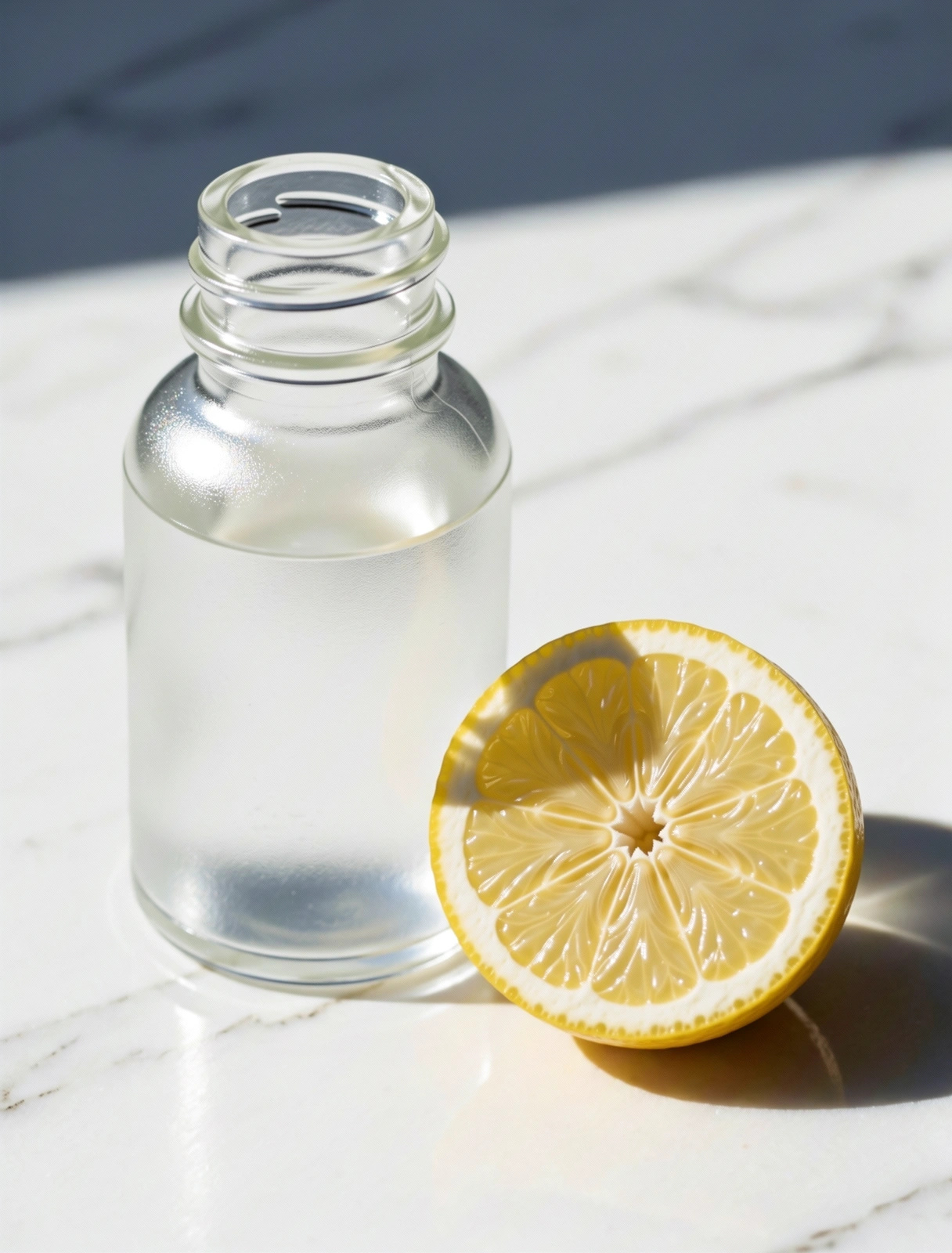 Minimalist nutritional elements on marble